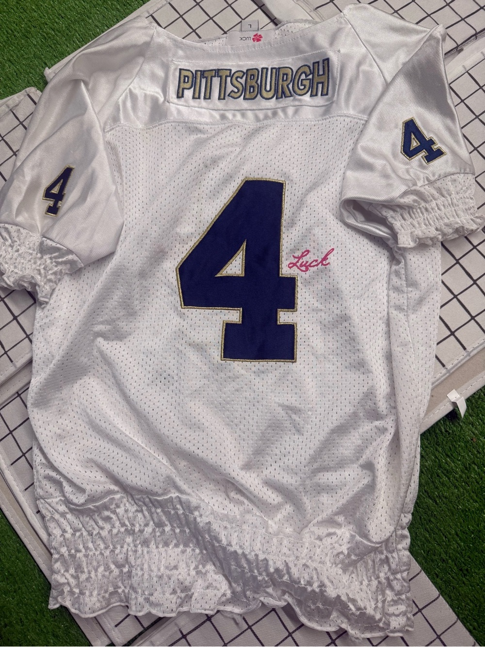 adidas White Pittsburgh #4 Mesh Jersey with Navy & Gold Accents